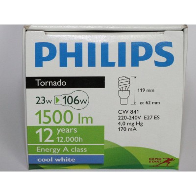 Philips 100w T2 Daylight Twister Spiral CFL Light Bulb 6500k Bright White 4-pack for sale online 