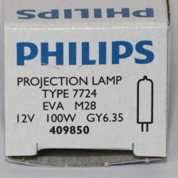 glödlampa Philips 7724 100W 12V GY6.35 EVA Focusline Platt Glödtråden SE