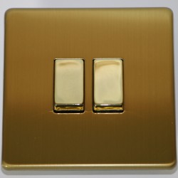 Chave interruptor duplo em latão escovado