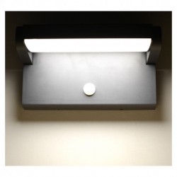 Applique murale LED 12W gris orientable détecteur 4000 Kelvin IP54 720 lumen