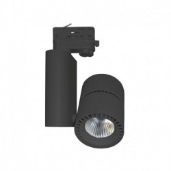 Spot LED sur Rail Noir 40W 4000°K 3600 LM + adaptateur rail 3 phases