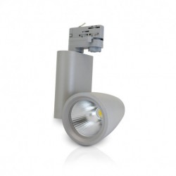 Spot LED sur Rail Gris 30W 4000°K 3150 LM + Adaptateur rail 3 allumages