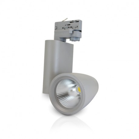 Spot LED sur Rail Gris 30W 4000°K 3150 LM + Adaptateur rail 3 allumages