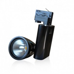 Spot LED sur Rail Noir 30W 4000°K 2550 LM + adaptateur rail 3 allumages