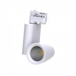 Spot LED sur Rail Blanc 30W 4000°K 2550 LM + adaptateur rail 3 allumages