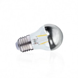 Ampoule sphérique filament LED E27 calotte argentée G45 4W 2700 Kelvin blanc chaud 410 lumen