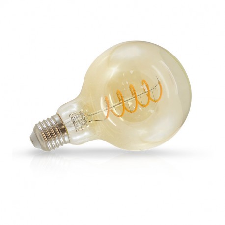 Ampoule globe filament LED Miroir Doré E27 G95 4W 2700 Kelvin blanc chaud 160 lumen