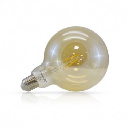 Ampoule globe filament LED E27 G125 dorée 2W 2700 Kelvin blanc chaud 220 lumen