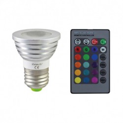 Ampoule LED E27 RGB 3W + Télécommande