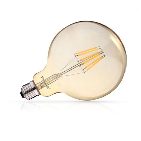 Ampoule filament LED GLOBE G125 E27 8W DIMMABLE dorée 2700 Kelvin blanc chaud 1050 lumen