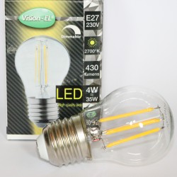 ΟΔΉΓΗΣΕ το σφαιρικό E27 4W 2700 Kelvin DIMMABLE θερμό φως 430 μονάδα λούμεν