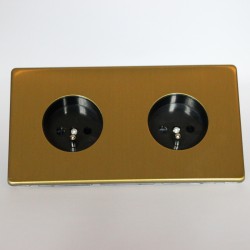 Outlet double brushed brass 16A