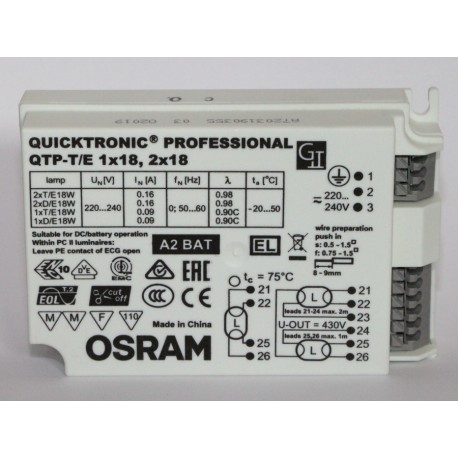 OSRAM QUICKTRONIC PROFESSIONELE QTP-T/E 1X18, 2 X 18