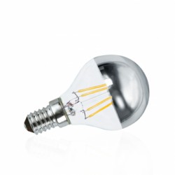 Ampoule sphérique filament LED E14 calotte argentée G45 4W 2700 Kelvin blanc chaud 410 lumen