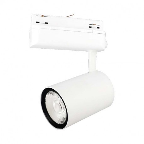 LED spotlight, LED sobre riel blanco 40W 3000 Kelvin, 3200 lúmenes adaptador de riel de 3 fases