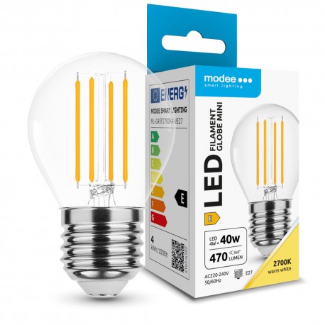 LED Filament Bulb E27 G45 4W 2700K Warm White Opal Glass 470 Lumens 360°