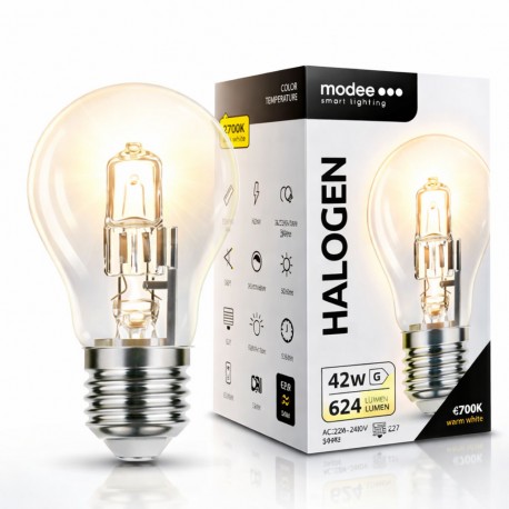 Lâmpada halógena ECO E27 42W A55 – Luz quente 2700 K, regulável