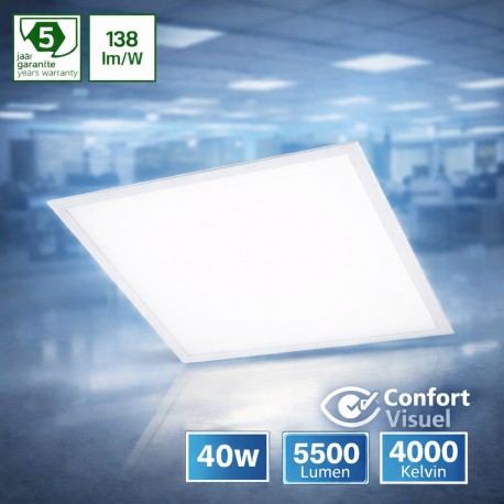 Högpresterande LED-panel 600x600 40W 4000K 5500 Lumen - Vitt ljus.