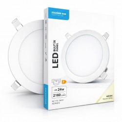 Rund infälld LED-panel 24W Ø300 mm med hög visuell komfort, 2160 lm, neutralvitt 4000K
