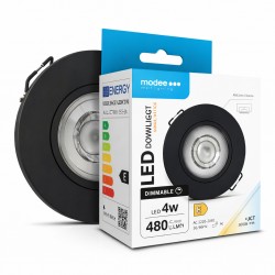 Round adjustable recessed LED spotlight 4W, 3 colour temperatures (3CCT), IP44, 480 lm, Black