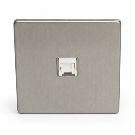 Internet socket RJ 45 cat. 6 brushed steel