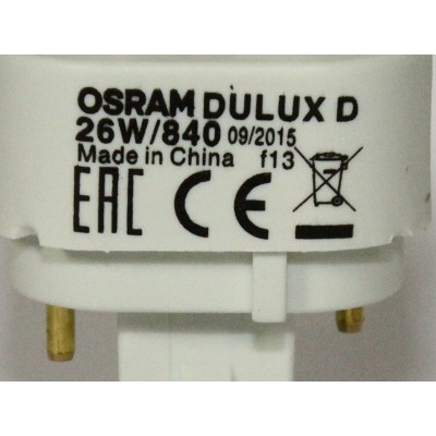 Ampoule économique OSRAM Dulux 26W - Blanc Chaud, Culot GX24d-3, Classe énergétique A++ à E